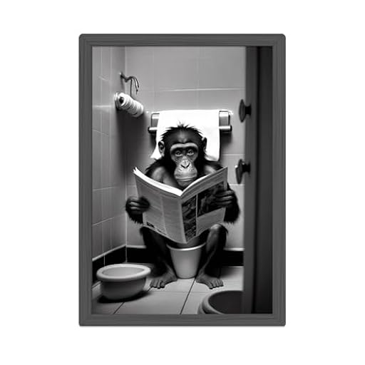 Zamety Cuadro de Baño, Mono Orangután, Póster de Pared para Aseo, A4 Blanco y Negro, Humor, 21 x 30 cm, Sin Marco | Ya disponible en tu tienda friki favorita! En mundofriki.es!