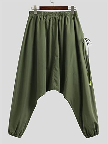 Pantalon de jogging Harem homme vert streetwear coupe ample à entrejambe bas - 5