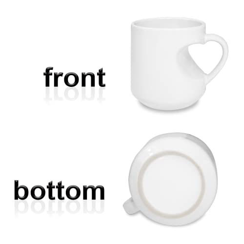 MR.R Set van 6 sublimatieblanks van kwaliteitsklasse A, vaatwasmachinebestendig, witte keramische koffiemokken, 375 ml, lege keramische drinkbeker met hartvormige greep voor melk, thee, cola, water - Image 6