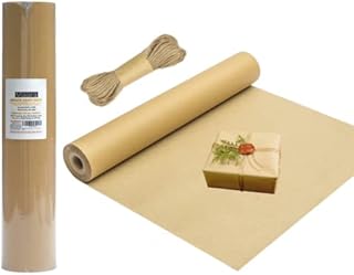 MAARA Brown Kraft Wrapping Paper Roll 43CM X 25M With 10M Jute Twine String, 100% Recycled ECO Friendly Brown Parcel Packing Paper For Posting, Ideal For Arts & Crafts, Gift Wrapping