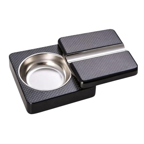 Bey-Berk Solid Wood Cigar Ashtray with Stainless Steel