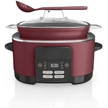 PossibleCooker PRO Multi-Cooker, 8-in-1 Slow Cooker and Dutch Oven, 8.5-Quart, Oven Safe to 500F- cherry