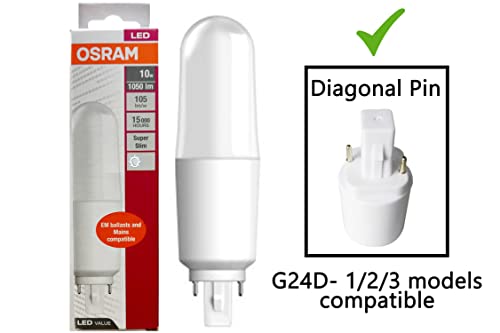 Image of LEDVANCE Osram 10 Watt G24d Led Value Stick PL Lamp Cross Pin 230V- Neutral White 4000K- Pack of 2