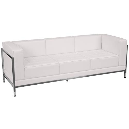 Flash Furniture Hercules Imagination Series Contemporary White Leathersoft Sofa With Encasing Frame #TOP20