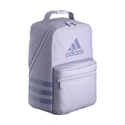 Image of adidas Unisex Santiago Lunch Bag, Insulated School Food Container Box Discontinued, Silver Dawn Grey /Silver Violet Purple /3.0, One Size