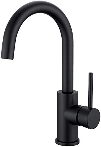 Bar Sink Faucets Single Hole, WiPPhs Matte Black Mini Kitchen Sink Faucets, Single Handle Lead-Free Modern Wet Bar Sink Faucets
