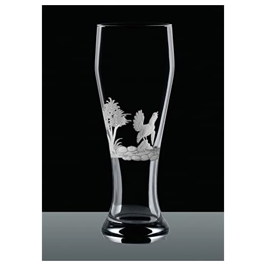 Veteölglas 0,3 l gravyr kran med träd och jord Kisslinger ölglas veteöl