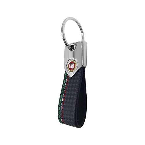 Fiat Llavero Vintage Oficial Key Ring Carbon, Negro Tricolor, Carbon Black Tricolor, Talla única Cover