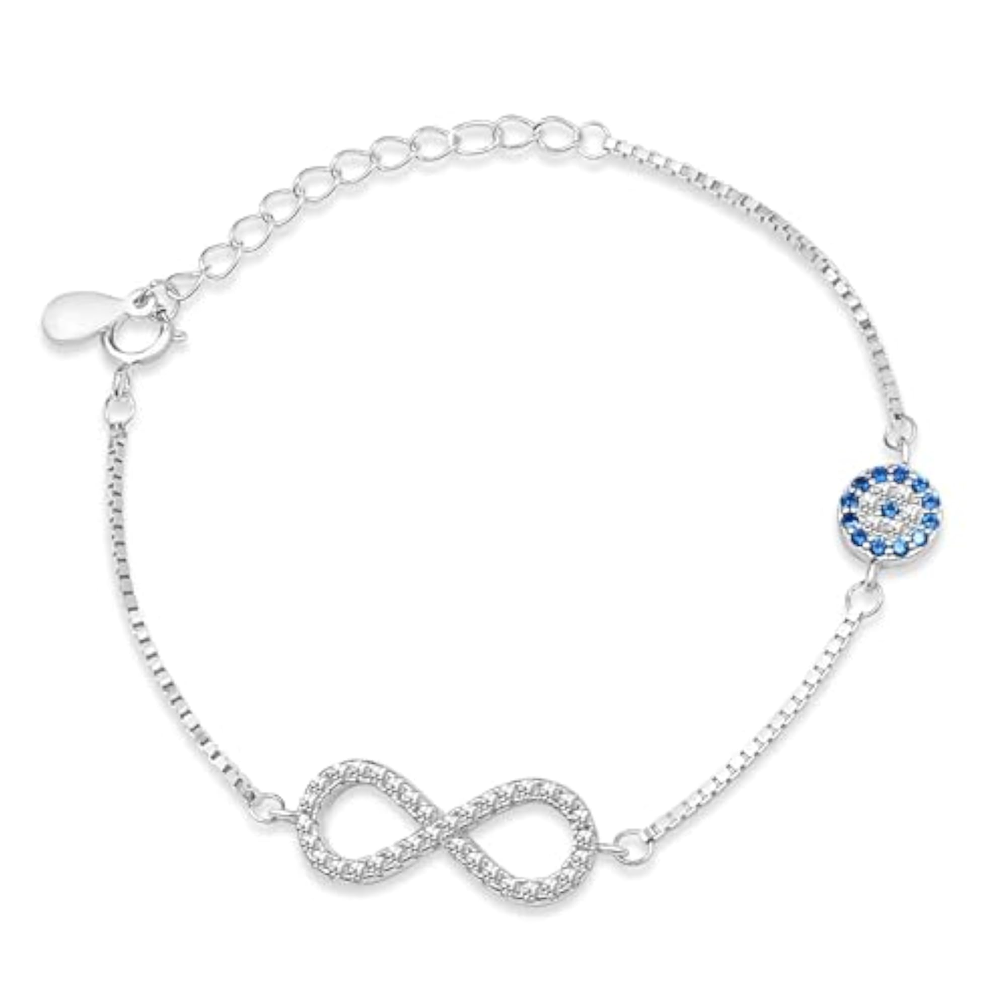 Women's 925 Sterling Silver Infinity Rhodium Plated Bracelet