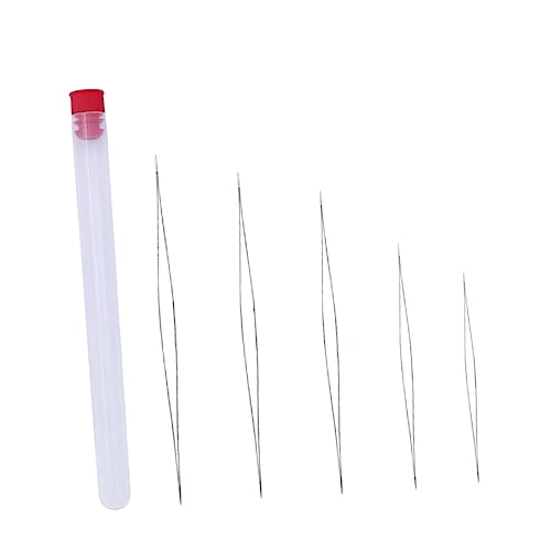 VILLCASE 10pcs Beading Needles Tee Pin Kit Jewelry Making Threaders Set Big Eye Beading Needles for Sewing Red Storage Bottle Metal DIY Accessories