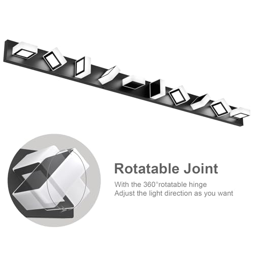 Image of Ralbay 66inch Matte Black Bathroom Vanity Lights Metal Acrylic LED Modern Black Bathroom Wall Lighting Fixtures