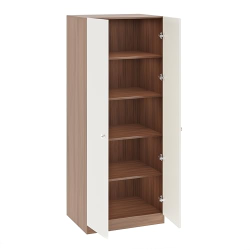 Image of Furneaser Fanciable Engineering Wood 2 Door Wardrobe Almirah for Clothes | Double Door Cabinet Closet Organizer | Multipurpose Cupboard for Bedroom Living Room | 60 x 42 x 180 CM (Exotic Teak & White)
