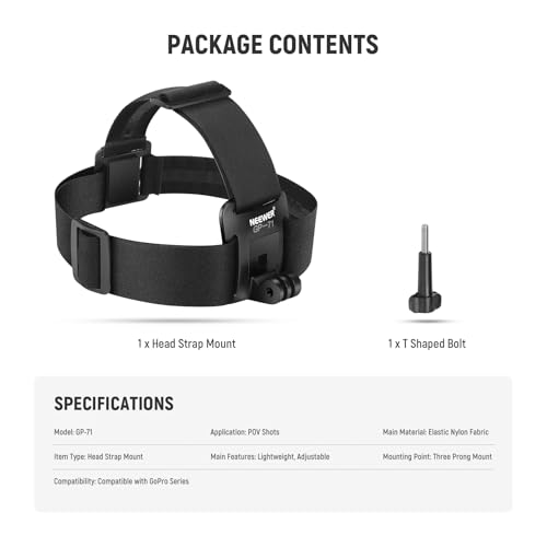 NEEWER Head Strap Mount Compatible with GoPro Insta360 Action Camera, GP-71 - image 7