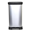 CURVER Metal Effect 70% Recycled Kitchen Pedal Touch Deco Bin 50 litres - Silver