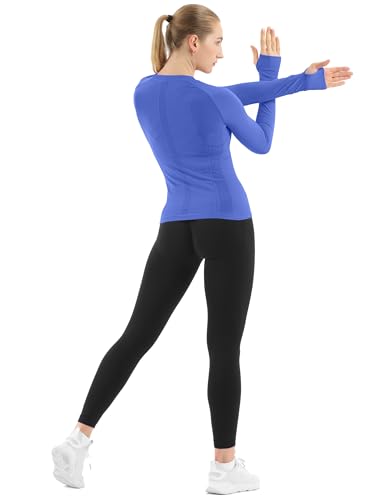 Image of MathCat Seamless Workout Shirts for Women Long Sleeve Yoga Tops Sports Running Shirt Breathable Athletic Top Slim Fit XS-XL