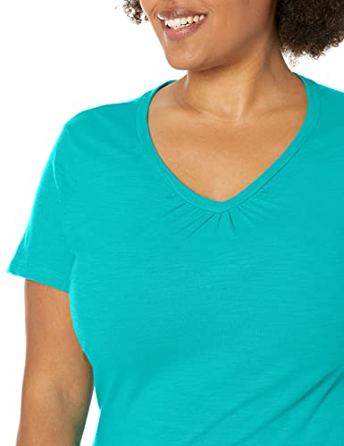 Hanes Women's Shirts, Slub Cotton Shirred V-Neck Tee, Cotton T-Shirts For Women, Women’s Tee Shirts #TOP2