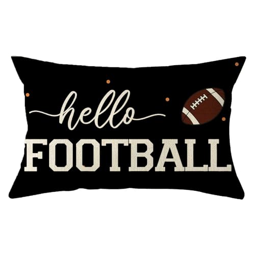 Ogiselestyle Hello Football Throw Pillow Covers 12x20 Inch Polka Dot Fall Cushion Case Decoration for Sofa Couch