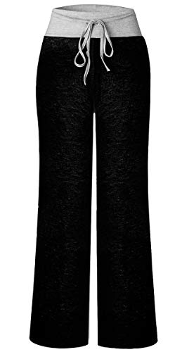 Image of AMiERY Women's Comfy Casual Pajamas Pant Floral Printed High Waist Wide Legs Lounge Pants Trousers