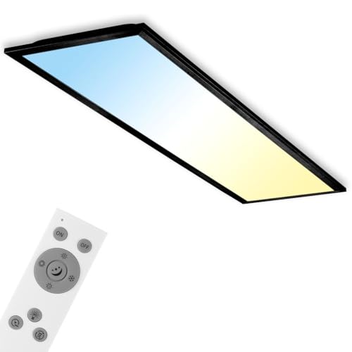 BRILONER – Deckenlampe LED, LED Panel dimmbar, Farbtemperatursteuerung, inkl. Fernbedienung, 24W, 2.600 Lumen, Weiß-Schwarz, 1000x250x60mm (LxBxH)