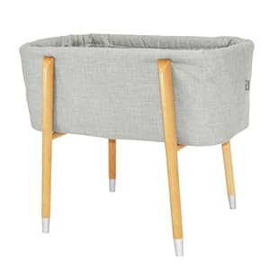 TruBliss Sova Bassinet - Portable Bassinet, Mid-Century Design, Extra Deep Walls for Safety, Includes 2 Fitted Sheets and Padded Mattress - Perfect for Newborns and Babies (Grey)