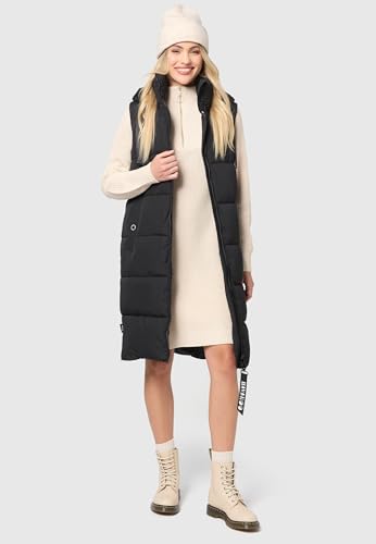 Navahoo Damen ärmellose lange Outdoorweste warme Winterjacke Schnuffelchen Black Gr. M
