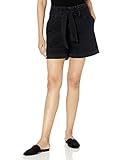 The Drop Women's Brett Paper Bag High Waist Tie Front Denim Short- 4' inseam, Faded Carbon, XL