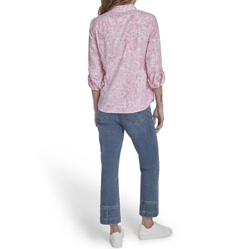 Image of Nautica Women's Button Front Long Sleeve Roll Tab Shirt