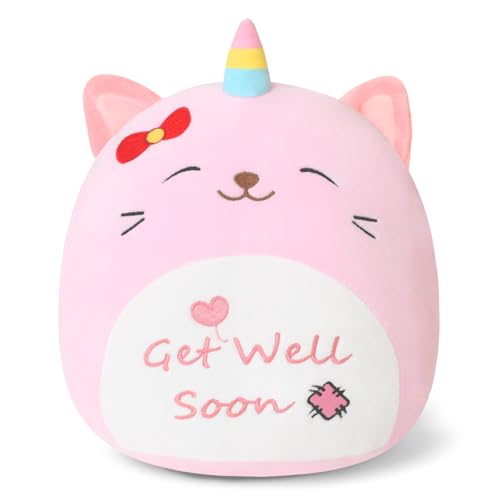TOYSYM Get Well Soon Caticorn Plush, Cute Pink Caticorn Stuffed Animal, Soft Feel Better Gifts for Kids Women Men