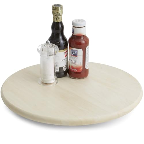 Image of Woodard & Charles Round Lazy Susan Turntable with Stainless Steel Ball Bearing Mechanism (Whitewash)