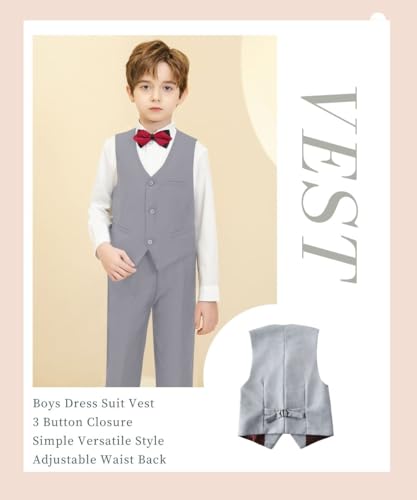 Image of Boys Formal Suit Vest Kids 3 Button Adjustable Back Strap Toddler Vests