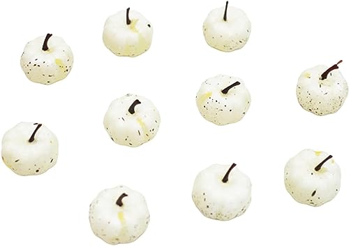 Lindagary 10pcs Lifelike Pumpkin Ornament Simulation Pumpkins Statue Fake Foam Pumpkin Harvest Pumpkins for Halloween Thanksgiving Autumn Home Decoration - White