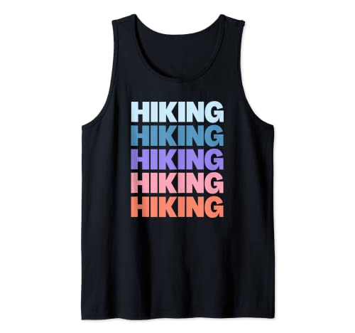 Funny Modern Repetitive Text Design Hiking Hiker Camiseta sin Mangas