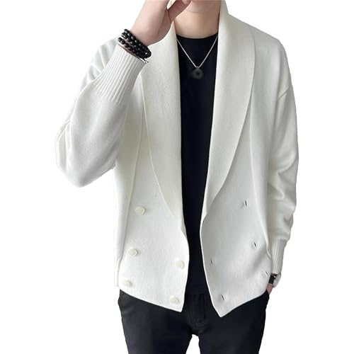 Mens Double Breasted Fall Sweaters Casual Winter Shawl Collar Button Down Sweater Button Down Sweater for Men