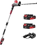 MZK 20V MAX Akku Teleskop-Heckenschere mit 55 cm Schnittlänge, 2.4 m Reichweite, elektrischer Heckenschneider mit Teleskopstiel und Multi-Winkel-Funktion (inkl. 2 Akkus und Ladegerät)