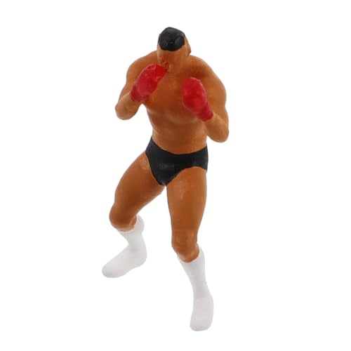 DECHOUS Mini Boxing Figures Model 1/64 Scale Miniature Boxing Athlete Figurine Miniature People for Boys and Girls Collectible Model Train Supplies