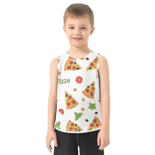 J JOYSAY Cartoon Tomato Pizza Boys Tank Top Sleeveless Muscle Shirts Quick Dry Active Sport Workout Kids T-Shirts 3-15T2