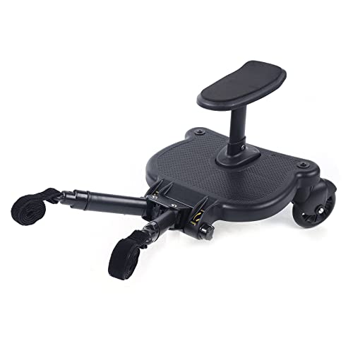 Buggy Board für Kinderwagen, Universal Kiddy Board Buggyboard mit Sitz 360 Grad Stabiles Zweirad für Kinder von 2–6 Jahren (25 kg)