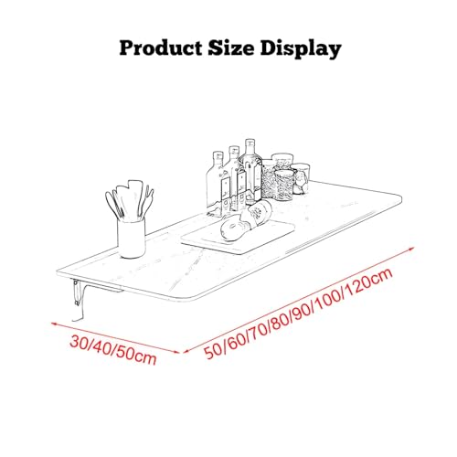 Mesa plegable de madera de cactus para montar en la pared, solución para exteriores y patio, 90 x 30 cm, ideal para áreas pequeñas, perfecta para espacios limitados, vida elegante