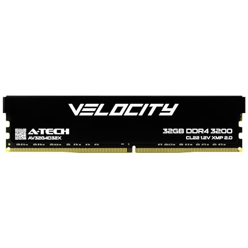 Image of A-Tech Velocity RAM 32GB DDR4 3200MHz (PC4-25600) XMP 2.0 UDIMM 1.2V Non-ECC DIMM 288-Pin Desktop Computer Gaming Memory - AV32G4D32X