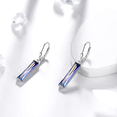 Mystic Topaz Dangle Earrings - Women 925 Sterling Silver Mystic Rainbow Rectangle Fire Topaz Leverback Drop Earring Dangling Jewelry4