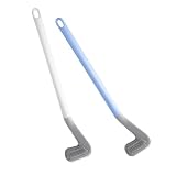 2 Pièces Brosse WC Silicone 40x7,3x4,5cm Rosse de Toilette à Long Manche Brosse Incurvée en Silicone Brosse Toilette Golf pour Salle de Bains ou WC d’hôtes