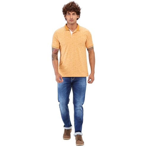 Image of Raymond Men's Modern Fit Print Pattern Pure Cotton Half Sleeve Polo Casual T-Shirt
