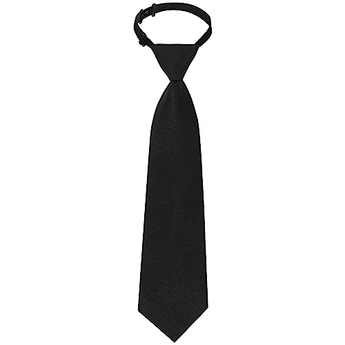 Sucrain 1pcs Boys Necktie Pre-tied Adjustable Neck Strap Tie for Wedding Graduation School Uniforms (Black)