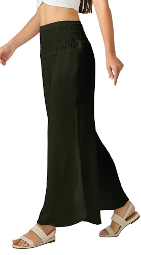 Joob Joob Palazzo Pants for Women - Boho Flare Leg Wide Summer Pant Women - Harem Waist Flowy Bottoms with Pockets4