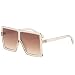GRFISIA Square Oversized Sunglasses for Women Men Flat Top Fashion Shades (clear orange/tea lens, 2.56)