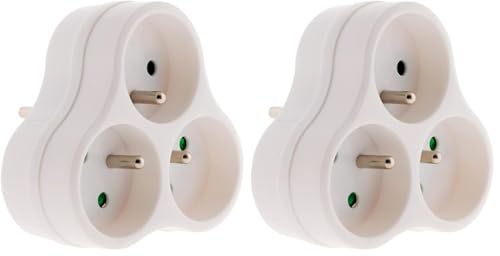 Multiprise Triplite 3x16A Triangulaire - Blanc - Zenitech (Lot de 2)