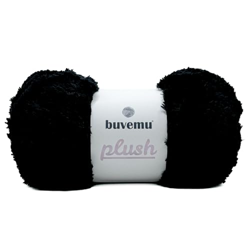 Image of Plush Faux Fur Bulky Yarn, Super Soft Fluffy Fuzzy for Knitting Crocheting Crafting, 100 Gram (3.53 Ounces) 109 Yards (100 Meters) (Charcoal Black)
