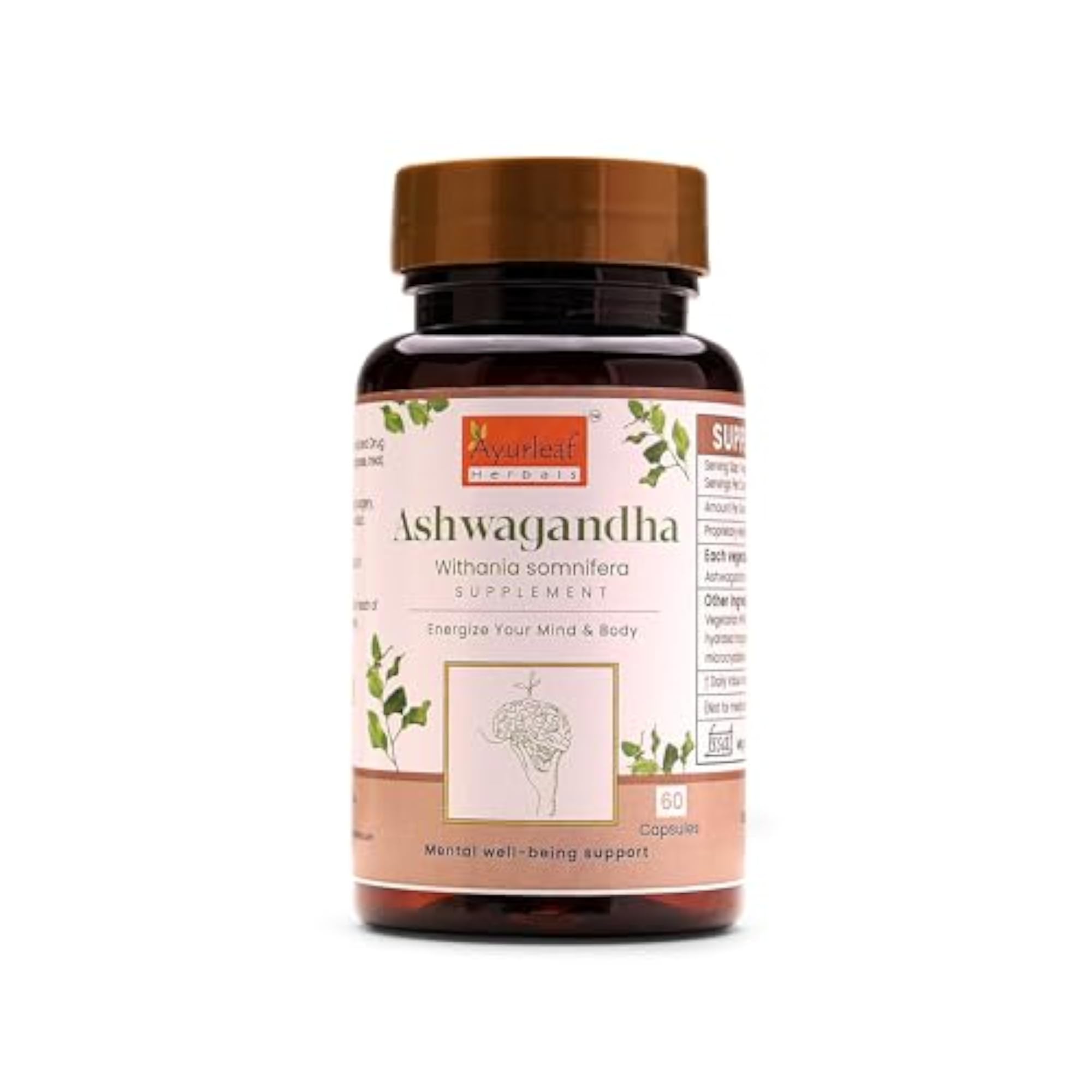 Ashwagandha Capsules, Natural Extract for Immunity and Strength