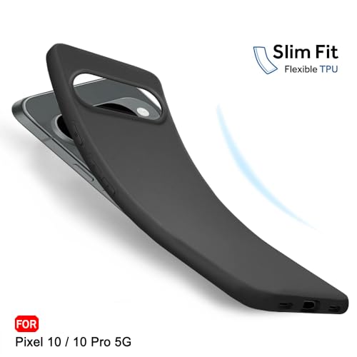 Image of TheGiftKart Sleek Back Cover Case for Google Pixel 10 /10 Pro | Slim Fit Protective Design | Ultra Matte Finish | Camera Protection Bump | Soft Silicon Case Cover for Pixel 10 Pro (Silicone, Black)