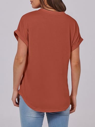 Image of ANRABESS Womens Short Sleeve Henley Tops V Neck Dressy Casual Blouses Summer Trendy Tee Shirts 2026 Vacation Fashion Clothes